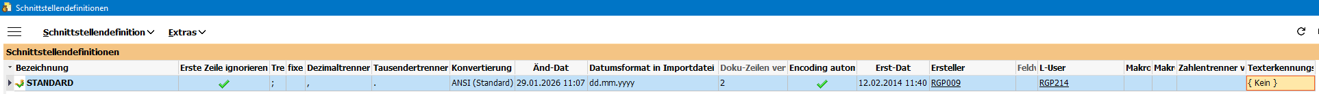 Schnittstellendefinition STANDARD | BMD Schnittstellendefinition STANDARD | BMD