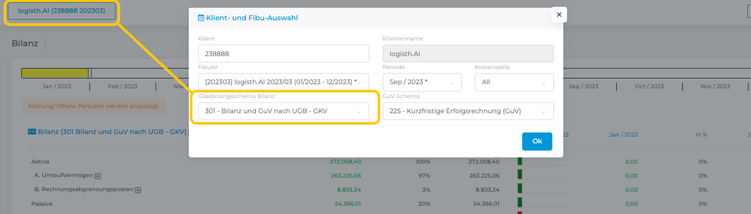  Logisth.AI | Klient- und Fibu-Auswahl | Gliederungsschema Auswahl 