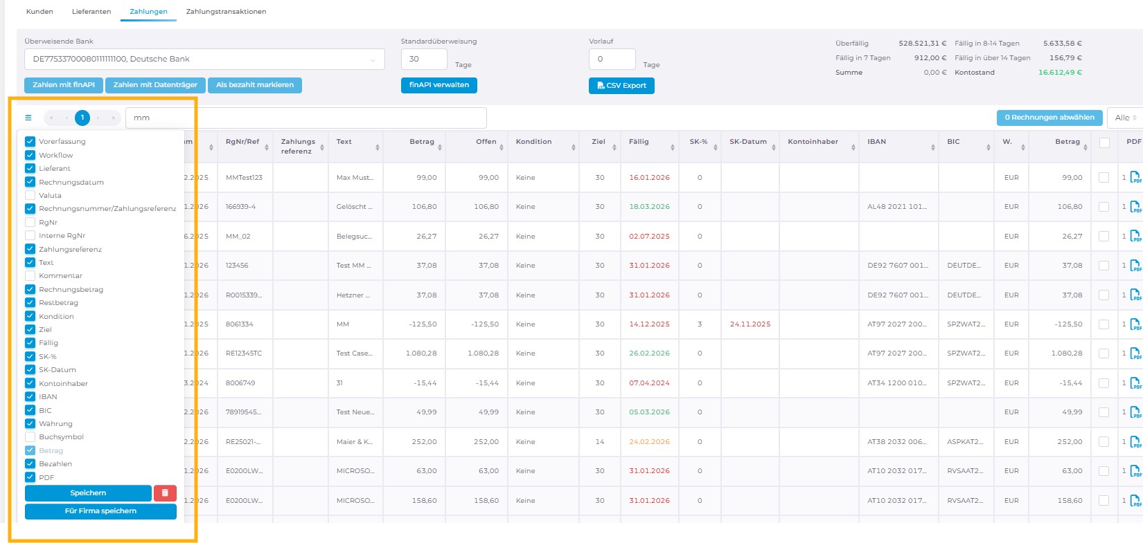 Tabellenspalten Tabelle