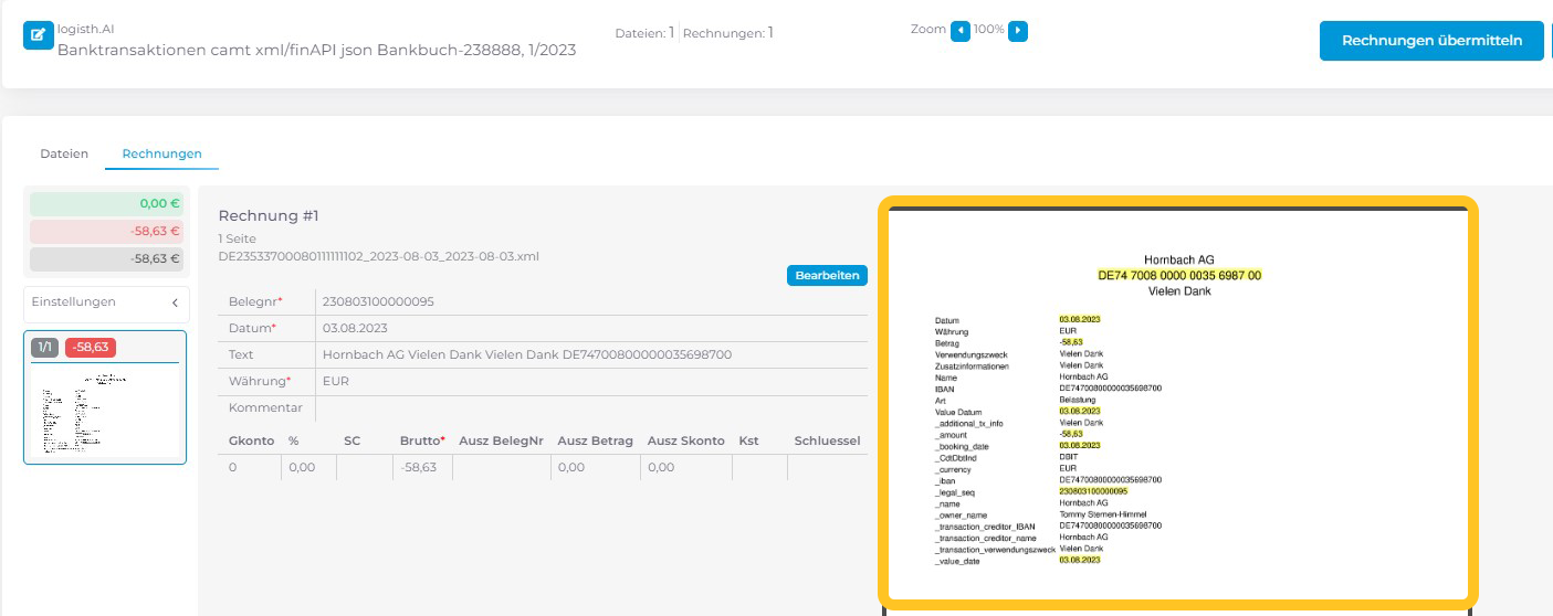 Logisth.AI Bankauszugsverbuchung