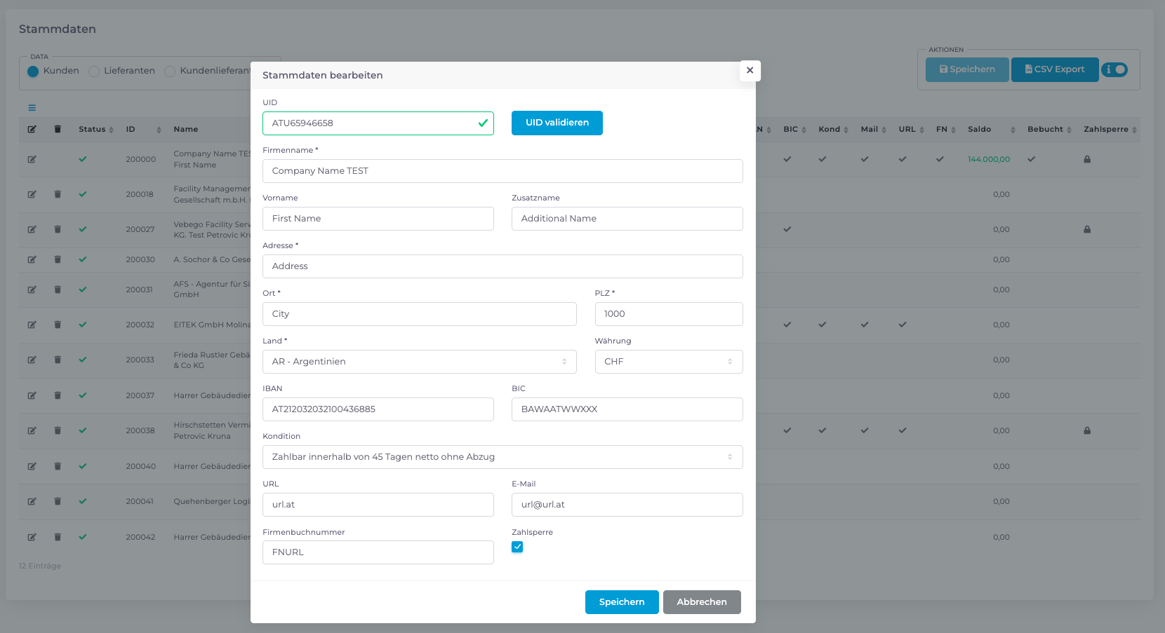 Logisth.AI Stammdaten | Detailansicht – Stammdaten bearbeiten