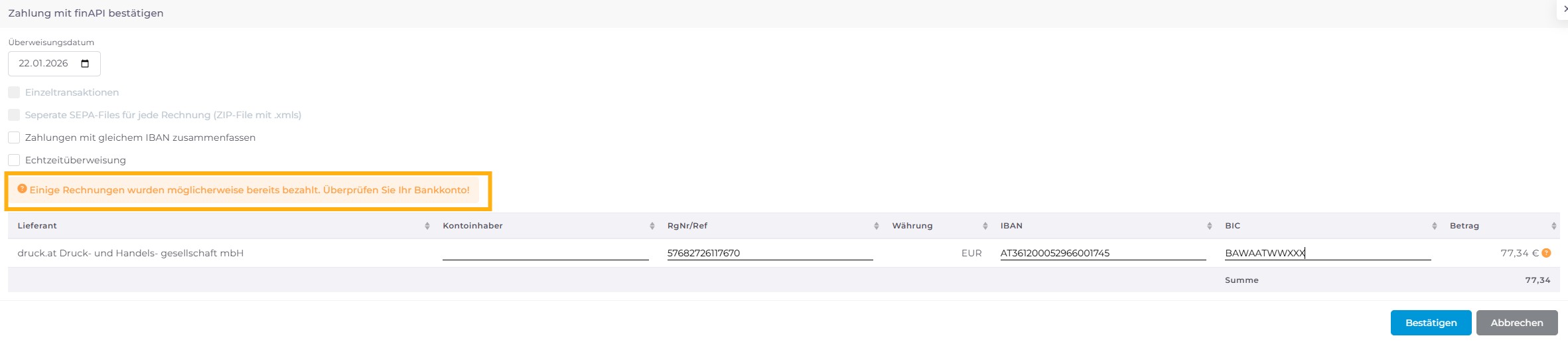 Zahlungen OP & Payment