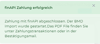 finAPI Zahlung erfolgreich 
