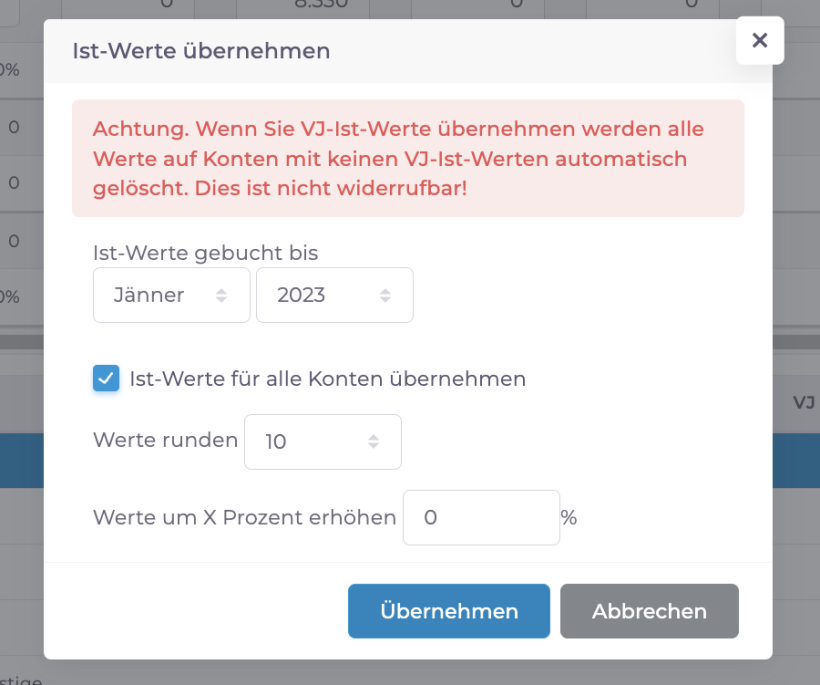 Logisth.AI Planung – IST-Werte übernehmen