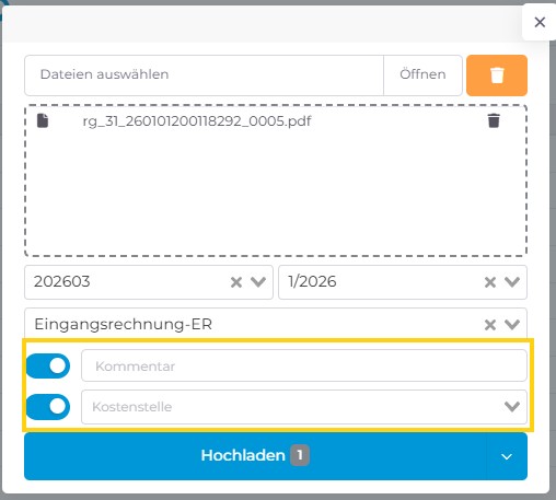 Hochladen Belegupload