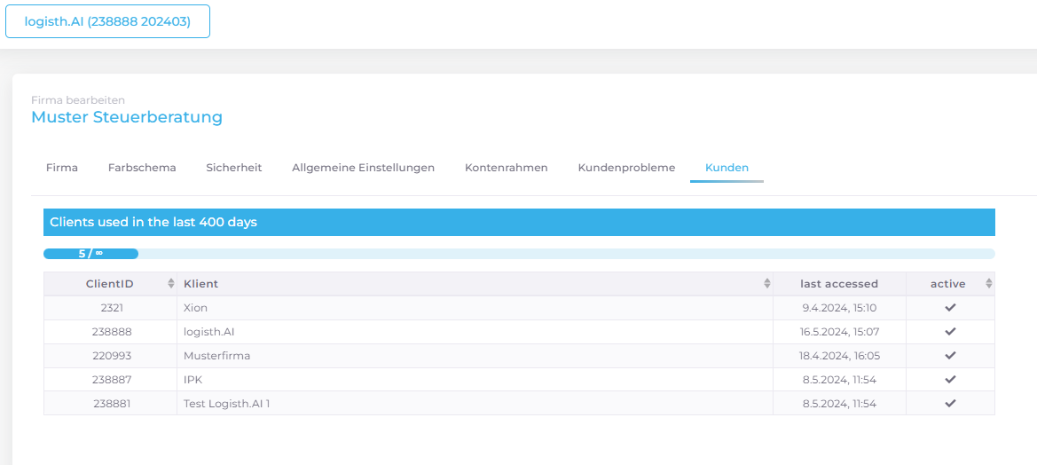 Firma bearbeiten/Kunden