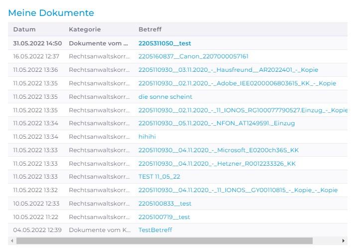 Logisth.AI Dashboard | Ansicht aller hochgeladenen Dokumente