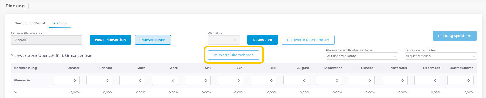 Logisth.AI Planung | Ist-Werte übernehmen 