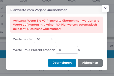 Logisth.AI Planung – Werte übernehmen