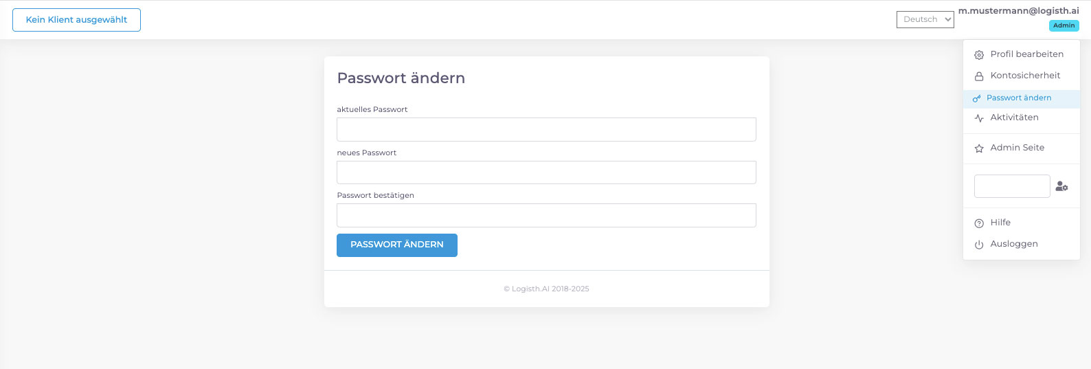 Logisth.AI Passwort ändern