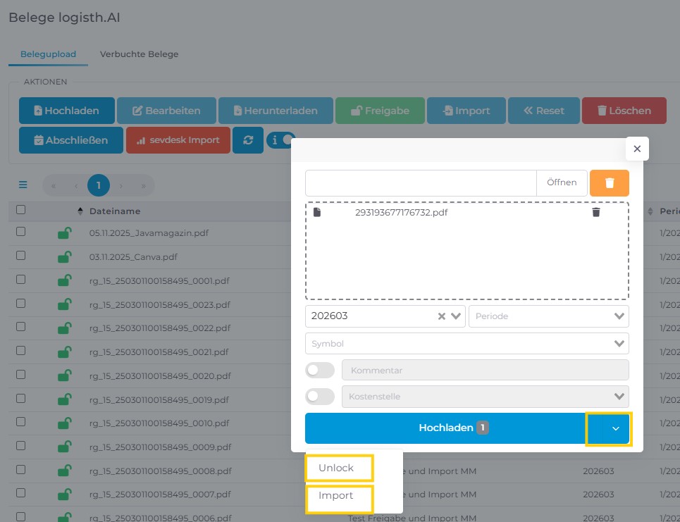 Hochladen Belegupload